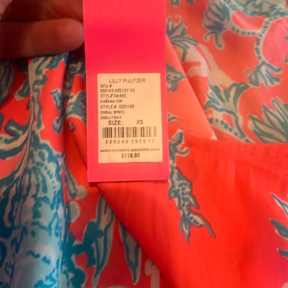 BNWT LILLY PULITZER Cabana Halter Top In Coral Spritz Shelly Bay preppy pink XS - Picture 3 of 4